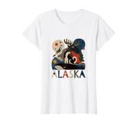 l'esprit Sauvage de l'Alaska T-Shirt Graphique avec Valeur, Femme, Blanc, M
