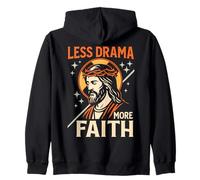 Less Drama More Faith Sassy Chill Christian Jésus Retro Art Sweat à Capuche