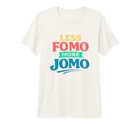Less FOMO More JOMO Minimalist Retro Vintage Quote Design T-Shirt Haut de Gamme