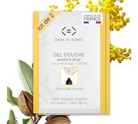 Less is More, Gel Douche Naturel en Poudre à Diluer, Mimosa/Amande, sans SLS, sans Savon, 2 Recharges Ecologiques sans Plastique à Usage Unique, 500ml à Reconstituer, Made in France, DIY Gel Douche