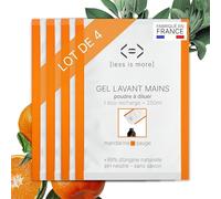 Less is More Savon Liquide Mains en Poudre à Diluer Mandarine/Sauge, sans SLS, Hydratant, 4 Recharges Ecologiques sans Plastique, 1 Litre à Reconstituer, Made in France, Gel Lavant Main Ecoresponsable
