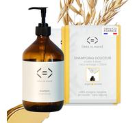 Less is More Shampoing Naturel en Poudre à Diluer, Argan Bio/Avoine Bio pour Soin Cheveux Secs,Colorés, Bouclés Kit Bouteille Verre GRAND FORMAT + 2 Recharges Ecologiques 500ml à Reconstituer