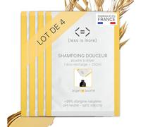 Less is More Shampoing Naturel en Poudre à Diluer, Argan Bio/Avoine Bio pour Soin Cheveux Secs,Colorés ou Bouclés, 4 Recharges Ecologique sans Plastique, 1 Litre à Reconstituer, Made in France