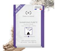 Less is More Shampoing Naturel en Poudre à Diluer, Argile Blanche/Rhassoul pour Soin Cheveux Gras, 4 Recharges Ecologique sans Plastique, 1 Litre à Reconstituer Made in France, Ecoresponsable