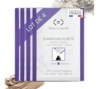 Less is More Shampoing Naturel en Poudre à Diluer, Argile Blanche/Rhassoul pour Soin Cheveux Gras, 4 Recharges Ecologique sans Plastique, 1 Litre à Reconstituer Made in France, Ecoresponsable