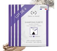Less Is More Shampoing Naturel En Poudre À Diluer, Argile Blanche/Rhassoul Pour Soin Cheveux Gras, 4 Recharges Ecologique Sans Plastique, 1 Litre À Reconstituer Made In France, Ecoresponsabl[Z4103]