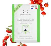 Less is More, Shampoing Naturel en Poudre à Diluer, Goji Acérola pour Soin Cheveux Ternes, 4 Recharges Ecologiques sans Plastique, 1 Litre à Reconstituer, Made in France, DIY Shampooing Ecoresponsable