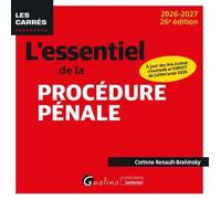 L'essentiel de la procédure pénale À jour des lois Justice criminelle et RIPOST de juillet/août 2026 - Corinne Renault-Brahinsky - Gualino Eds - Poche - Etude