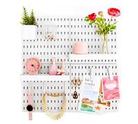 L'essentiel Set 4 Panneaux perforés Blancs 28x28cm - Système Rangement Mural Complet