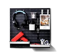 L'essentiel Set 4 Panneaux perforés Noir/Blanc 28x28cm avec Accessoires - Organisation Murale modulable