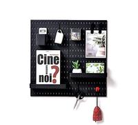 L'essentiel Set Complet 4 Panneaux perforés Noirs 28x28cm - Système Rangement Mural modulable