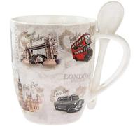 lesser and pavey- Mug en céramique avec cuillère | London | 1 pièce - 300 ML Accessoire, LP43229, Multicolore