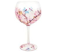 lesser and pavey Verre à gin peint à la main | Fleur et libellule | 1 pièce - 9 x 9 x 21 cm