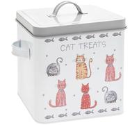 Lesser & Pavey Boîte de friandises pour chat The Leonardo Collection - Rectangulaire - Classique - 18x16x18 cm - 4,35 L - Étain métallique - Clip-on