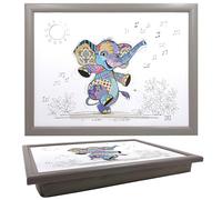 Lesser & Pavey Bug Art Elly Elephant Plateau pour servir la nourriture et le petit déjeuner | Plateaux confortables avec coussin pouf pour collations et dîners | Plateau de service durable pour manger