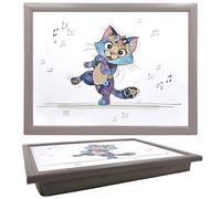 Lesser & Pavey Bug Art Keira Kitten Plateau pour servir la nourriture et le petit déjeuner | Plateaux confortables avec coussin poire pour collations et dîners | Plateau de service durable pour manger