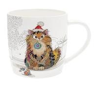 Lesser & Pavey Bug Art Mug avec boules de chat pour boissons chaudes | Tasses à café réutilisables en porcelaine fine pour la cuisine et la maison | Tasses à thé imprimées durables pour toutes les