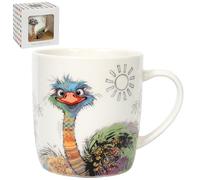 Lesser & Pavey Bug Art Oscar Tasse d'autruche pour boissons chaudes | Tasses en porcelaine fine pour cuisine et maison | Tasses en céramique réutilisables pour toutes les occasions | Tasses à thé