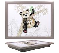 Lesser & Pavey Bug Art Po Zi Panda Plateau avec pouf pour servir des plats | Jolis plateaux pour manger sur les genoux pour le dîner ou le déjeuner | Plateaux alimentaires nouvellement conçus pour les