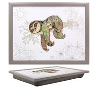 Lesser & Pavey Bug Art Simon Sloth Plateau avec pouf pour servir des plats | Jolis plateaux pour manger sur les genoux pour le dîner ou le déjeuner | Plateaux alimentaires nouvellement conçus pour les
