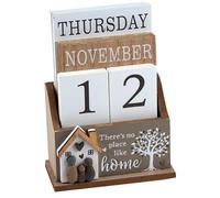 Lesser & Pavey Calendrier en bois Love & Affection | Calendrier perpétuel de bureau pour affichage quotidien de la date | Bloc de calendrier décoratif rustique pour bureau ou décoration d'intérieur