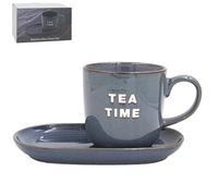 Lesser & Pavey Just Saying Tea Time Ensemble tasse et assiette pour thé, café et collations | Grand coffret cadeau en porcelaine anglaise | Tasse à thé et plateau à goûter pour la maison, le bureau et