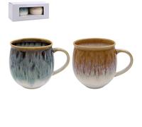 Lesser & Pavey Lot de 2 tasses en céramique émaillée réactive Ambre Noir