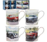 Lesser & Pavey Lot de 4 tasses à café en céramique pour la maison ou le travail Motif voitures classiques pour toutes les occasions | Jolies tasses pour thé, café et boissons chaudes