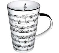 Lesser & Pavey LP93667A Tasse à latte en porcelaine fine - Motif de musique, Blanc/Noir