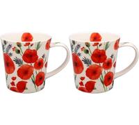 Lesser & Pavey Poppy Fields Lot de 2 ou 4 tasses assorties en céramique Motif floral