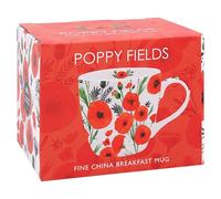 Lesser & Pavey Poppy Fields Tasse à petit déjeuner en porcelaine fine Rouge et blanc Idée cadeau Motif britannique