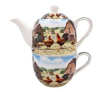 LESSER & PAVEY Tea for One Vaisselle en porcelaine fine Motif coq et poule