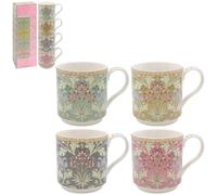 Lesser & Pavey William Morris Lot de 4 tasses à café empilables en céramique pour la maison ou le travail Motif jacinthe