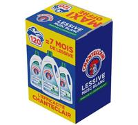 Lessive Liquide Concentrées Musc Blanc,Enrichie au Dégraissant,Ultra Détachantes et Efficaces aussi à Froid,40 lavages-1800 ml x 3