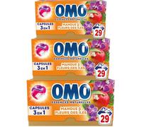 Lessive liquide en capsules 3 en 1 En Mangue d'Évasion 87 lavages Mangue et Fleurs des îles propreté éclatante&parfum longue (3x29)