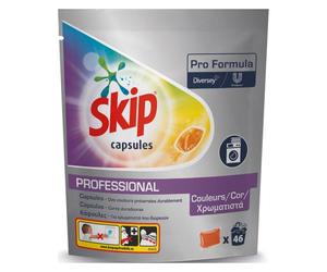 Lessive Skip professional capsules textiles couleurs - Sachet de 46 capsules