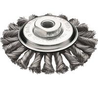 Lessmann Lessmann Brosse conique torsadée torsades alternées, fil d’acier 0,50 mm,⌀ brosse x filetage: 115XM14 mm Quantité:1