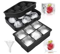 LessMo 2 Pcs Plateaux à glaçons, fabricant de boules de glace Sphere en silicone avec couvercle et grands moules à glaçons carrés pour whisky, réutilisables et sans BPA