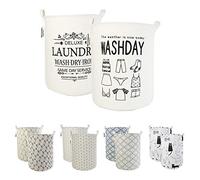 LessMo 2PCS 19,7" Paniers à Linge, Paniers à Linge Pliable Grand Bac de Rangement en Tissu Corbeille à Linge pour Organiser Chambre d'enfants, Jouets, Vêtement (Vêtements, Épaissie 19 "/ Large)