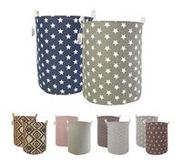 LessMo 2PCS 19,7" Paniers à Linge, Paniers à Linge Pliable Grand Bac de Rangement en Tissu Corbeille à Linge pour Organiser Chambre d'enfants, Jouets, Vêtement (Étoile, Épaissie 19 "/ Large)