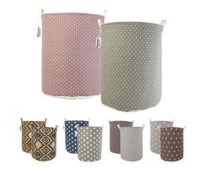 LessMo 2PCS 19,7" Paniers à Linge, Paniers à Linge Pliable Grand Bac de Rangement en Tissu Corbeille à Linge pour Organiser Chambre d'enfants, Jouets, Vêtement (Point, 19,7")