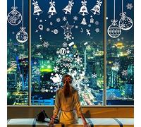 LessMo 398PCS Autocollants de Fenêtre de Noël, Autocollants de Fenêtre de Flocons de Neige de Noël, Fenêtre de Noël Réutilisable Autocollants Statiques en PVC Ornement Bricolage Fournitures de Fête