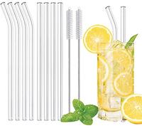 LessMo 8 Pcs 21,5cm Pailles en Verre Réutilisables - LFGB Certifiées Pailles en Verre Transparentes avec 2 Brosses de Nettoyage, Antidéflagrantes, Ecologiques, Sans BPA, pour Cocktails