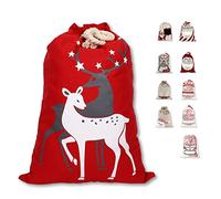 LessMo Noël Sac de Toile, Grand Sac en Toile avec Cordon de Serrage, DIY Sac en Coton Party Favors pour Le Stockage de Grands Paquets de Noël (Seal)