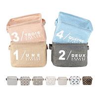 LessMo Set de 4 Mini Paniers de Rangement, Boîte de Rangement Pratique Tiroir en Tissu Lin Panier Stockage de Bureau Pliable Organisateur pour étagères et Bureau, Jouets, Llivres ou Maquillage