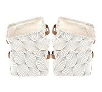 LessMo Set de 4 Mini Paniers de Rangement, Boîte de Rangement Pratique Tiroir en Tissu Lin Panier Stockage de Bureau Pliable Organisateur pour étagères et Bureau, Jouets, Llivres ou Maquillage