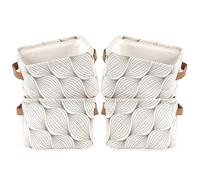 LessMo Set de 4 Mini Paniers de Rangement, Épaissir de Rangement Pratique Tiroir en Tissu Lin Panier Stockage de Bureau Pliable Organisateur pour Étagères et Bureau, Jouets, Llivres ou Maquillage