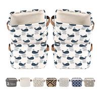 LessMo Set de 4 Mini Paniers de Rangement, Épaissir de Rangement Pratique Tiroir en Tissu Lin Panier Stockage de Bureau Pliable Organisateur pour Étagères et Bureau, Jouets, Llivres ou Maquillage