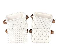 LessMo Set de 4 Mini Paniers de Rangement, Épaissir de Rangement Pratique Tiroir en Tissu Lin Panier Stockage de Bureau Pliable Organisateur pour Étagères et Bureau, Jouets, Llivres ou Maquillage