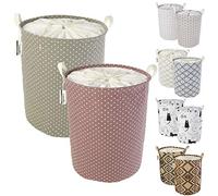 LessMo Trieuse de Rangement pour Panier à Linge avec Cordon de Serrage, paniers à Linge escamotables escamotables, Lin de Coton Rond imperméable, [2PCS, épaissi 19.7 "/ Large]